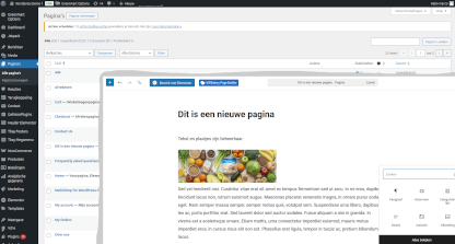Afbeelding van de WordPress Admin interface met een WYSIWYG editor overlay